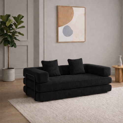 Canapé Convertible Modulable LINÉO Auron – Design Contemporain en Tissu Anthracite