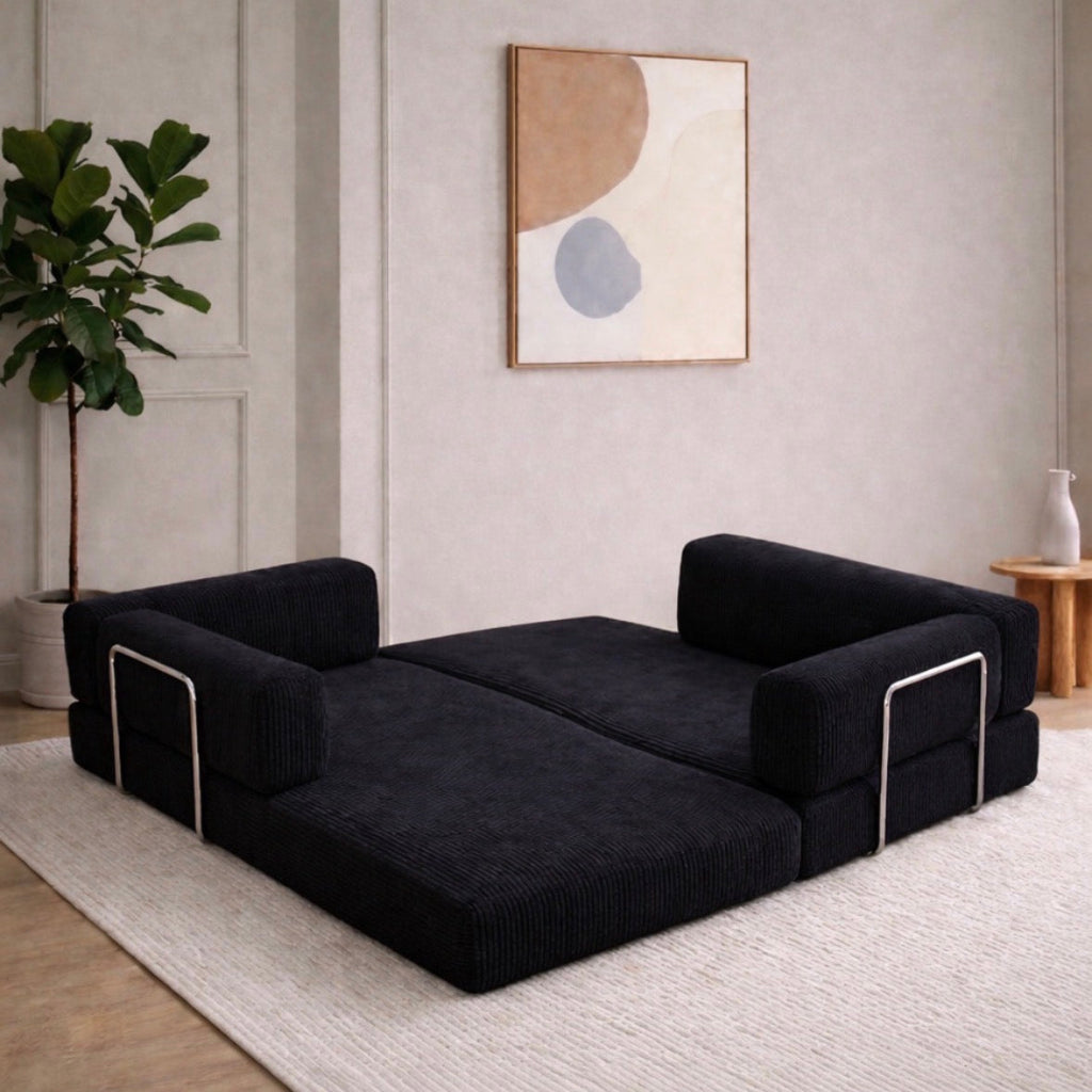 Canapé Convertible Modulable LINÉO Auron – Design Contemporain en Tissu Anthracite