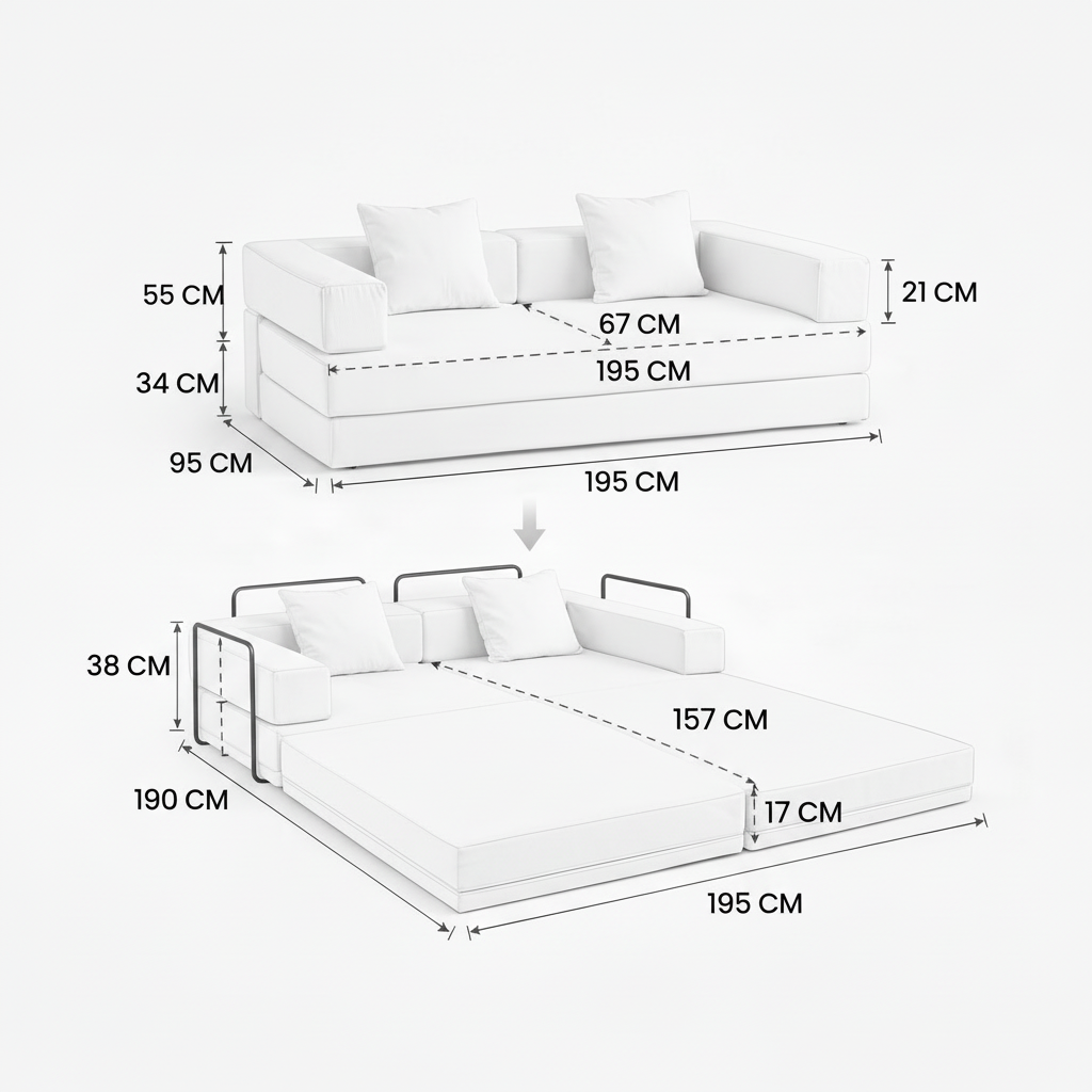 Canapé Convertible Modulable LINÉO Auron – Design Contemporain en Tissu Anthracite