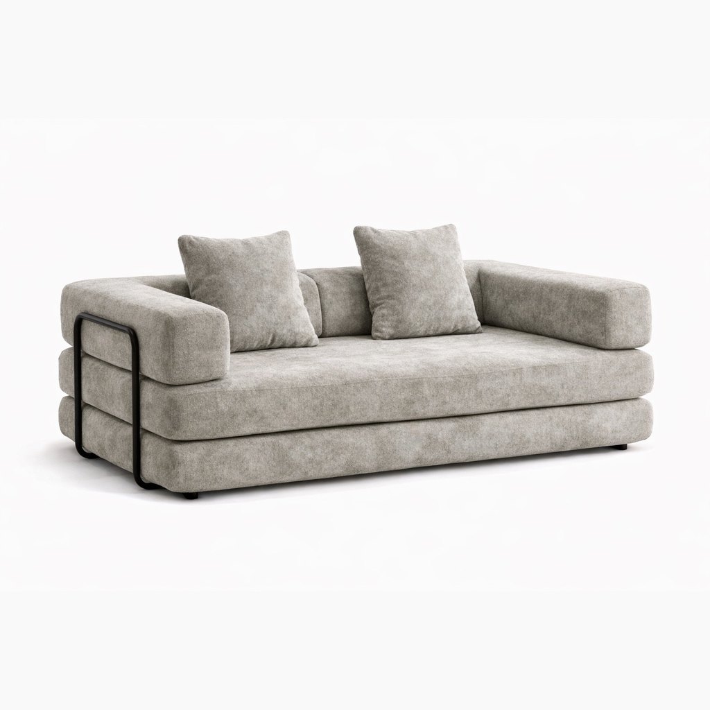 Canapé Convertible Modulable LINÉO Auron – Design Contemporain en tissu gris clair